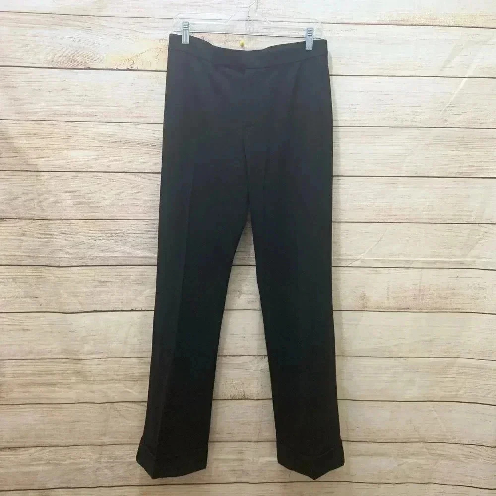 Ralph Lauren Black Label Dress Pants Cuff Hem Elastic Wool Blend Trouser